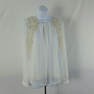 Beautiful see-through white blouse top lace design